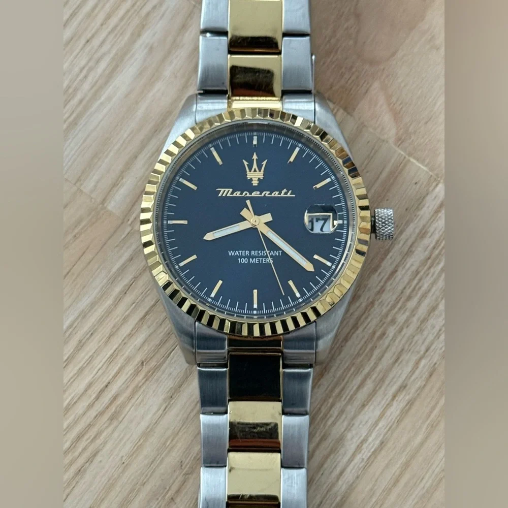 Maserati Presidential Style Men’s Watch Blue Dial Two-Tone Bracelet Case Date